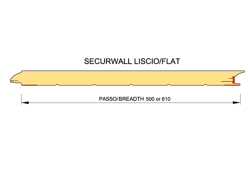 Disegno Pannello isolante Metecno Securewall Liscio